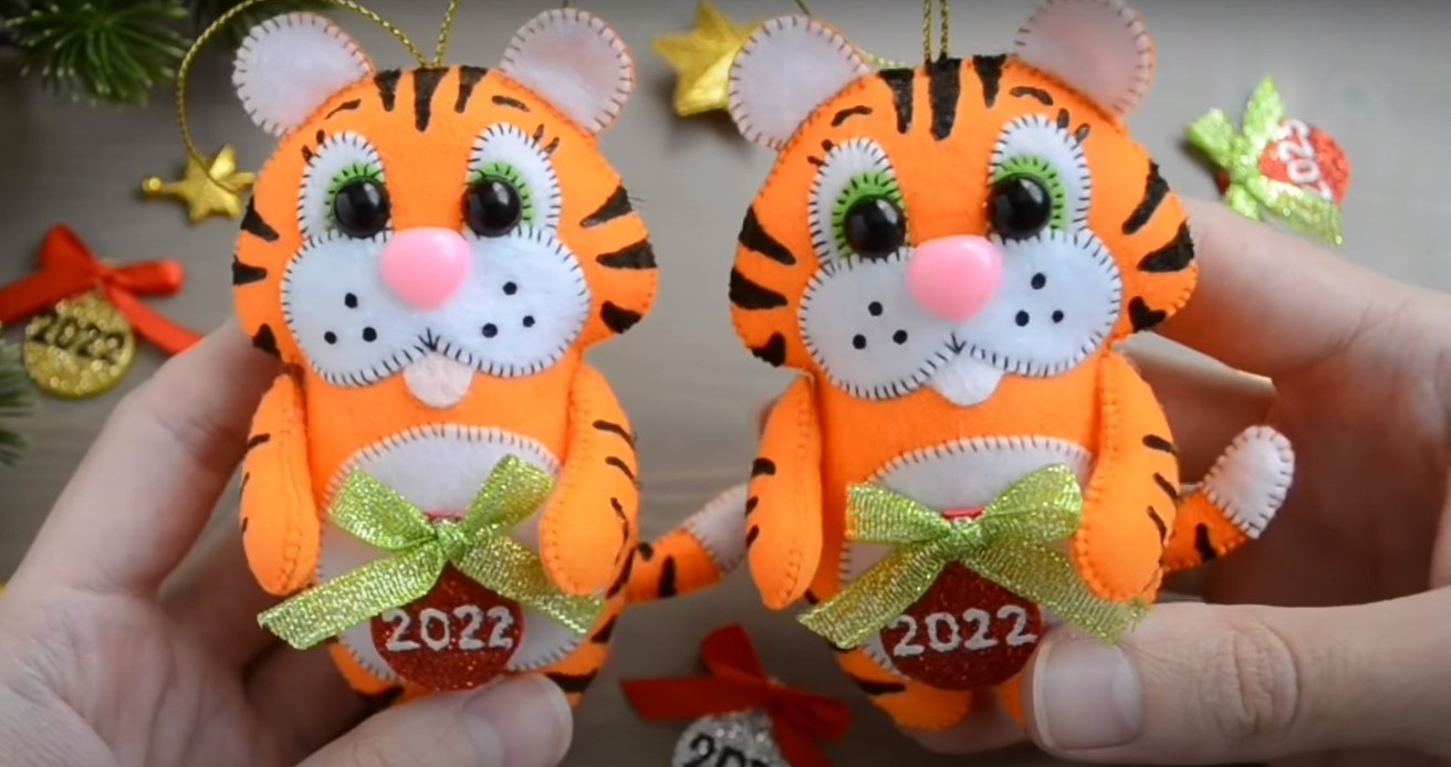 Тигр (Символ 2022 года)  на елку своими руками: мастер-классы, фото и видео