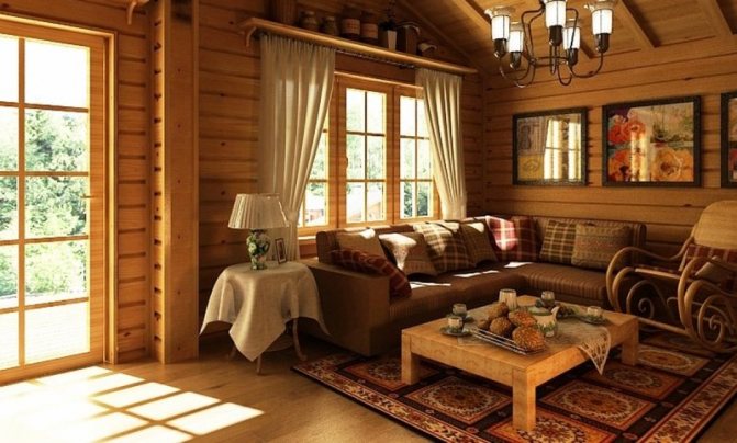 Дизайн дачного дома, современный интерьер маленьких комнат, стильное оформление гостиной просто и со вкусом; фото